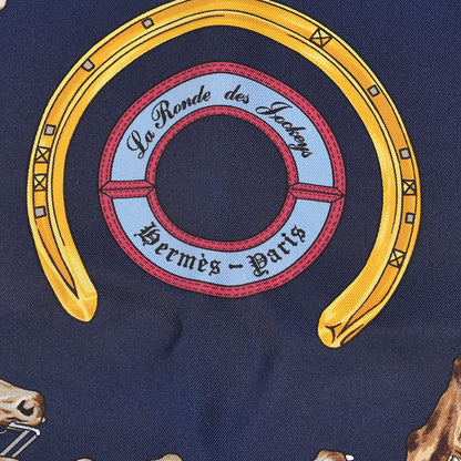 Hermes Silk La Ronde Des Jockeys Scarf 90 Caban Rouge Fonce Jaune D'Or 3 of 5