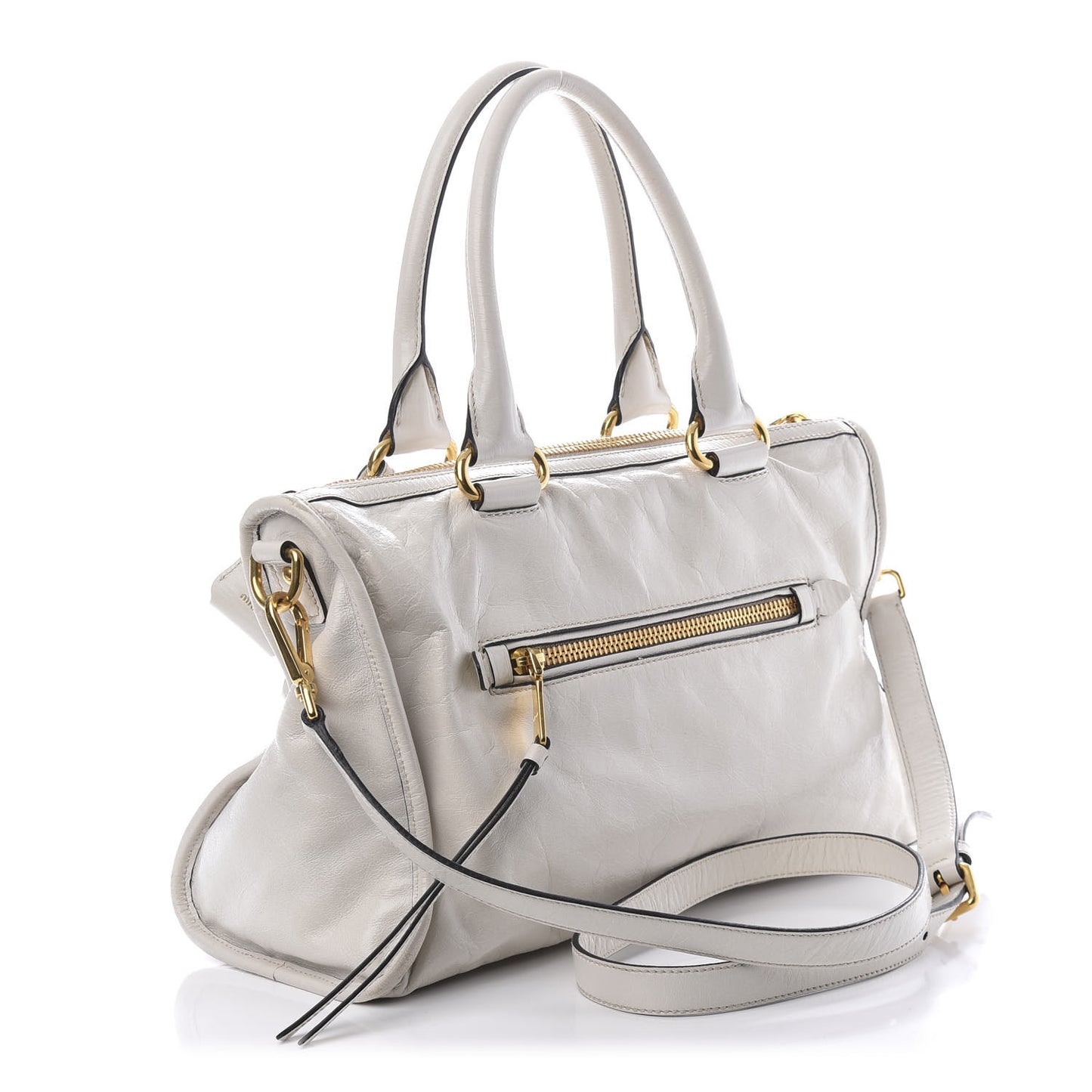 Vitello Shine Zip Tote Talco