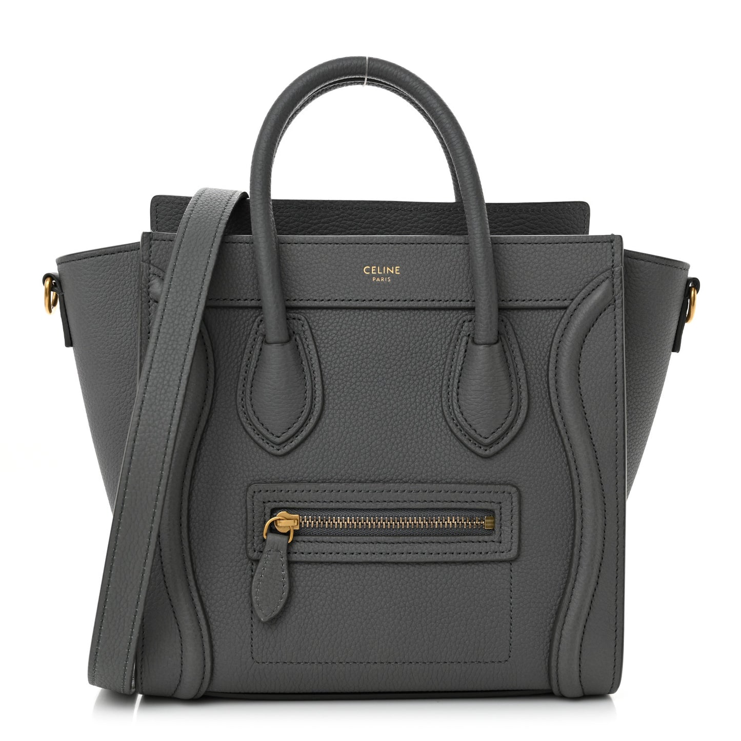 Baby Drummed Calfskin Nano Luggage Kohl