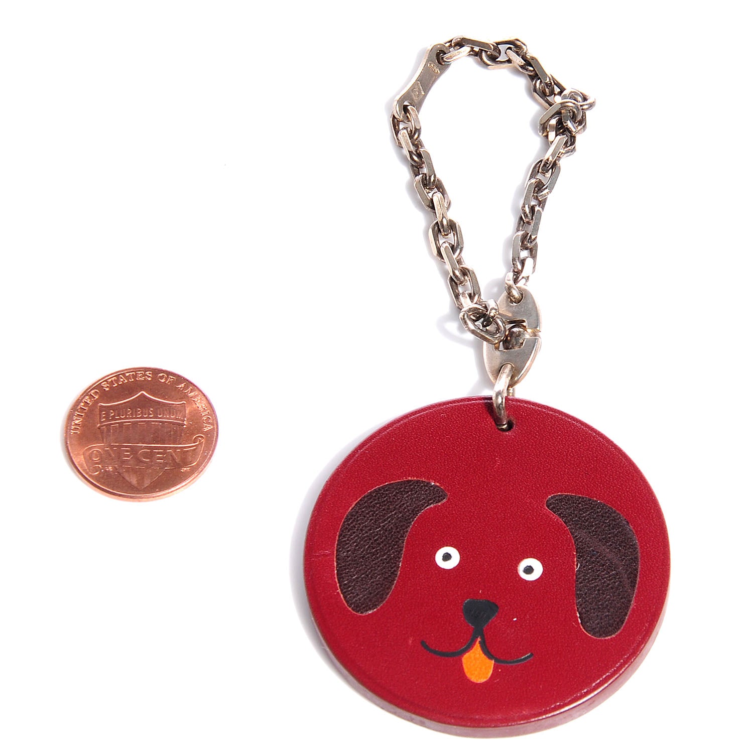 Hermes Veau Box Dog Key Chain Bag Charm Rouge H 2 of 4