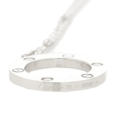Cartier 18K White Gold 3 Diamonds LOVE Pendant Necklace 7 of 7