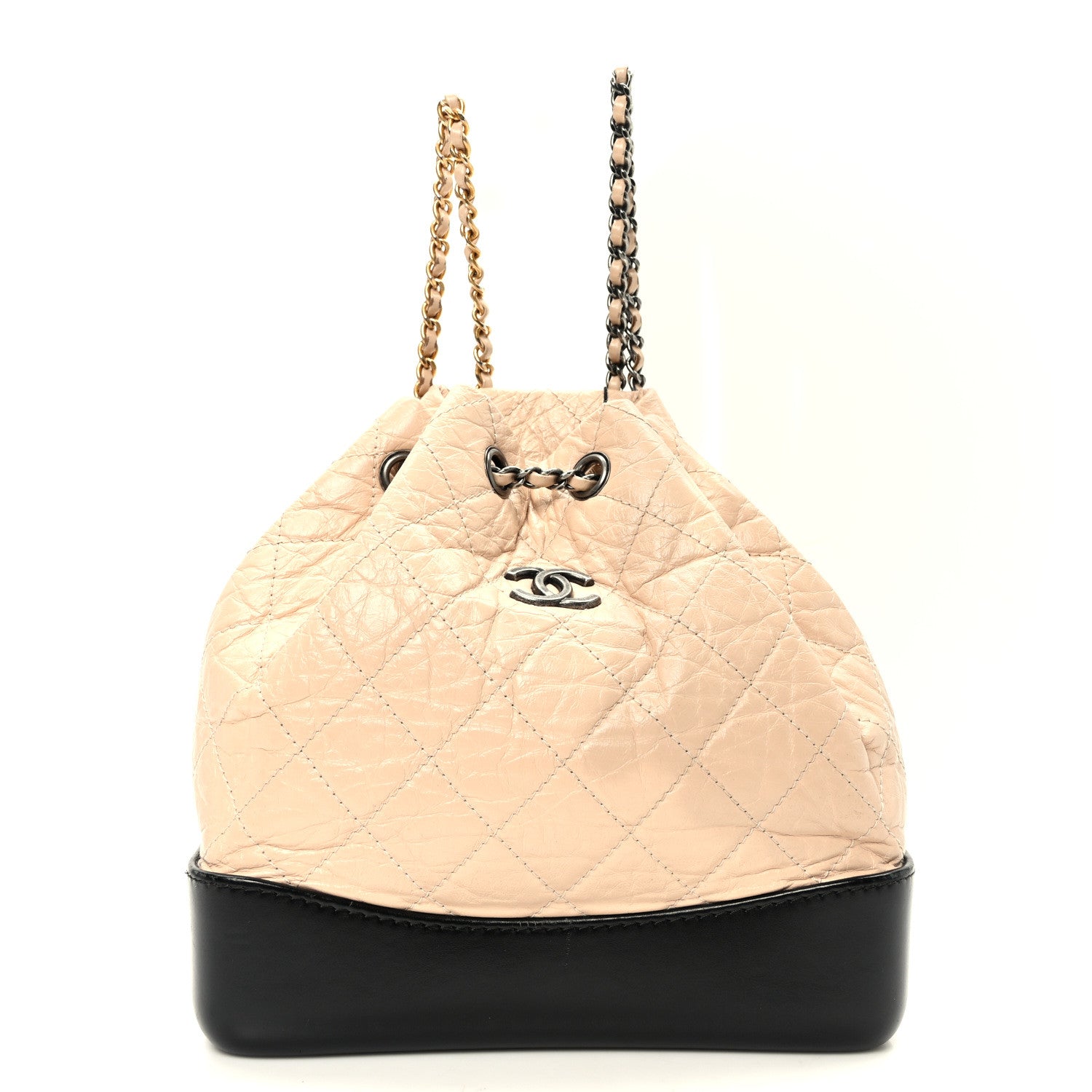 Chanel Aged Calfskin Quilted Small Gabrielle Backpack Beige Black 1 of 10