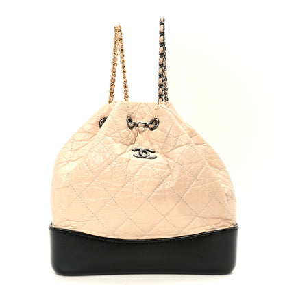 Chanel Aged Calfskin Quilted Small Gabrielle Backpack Beige Black 1 of 10
