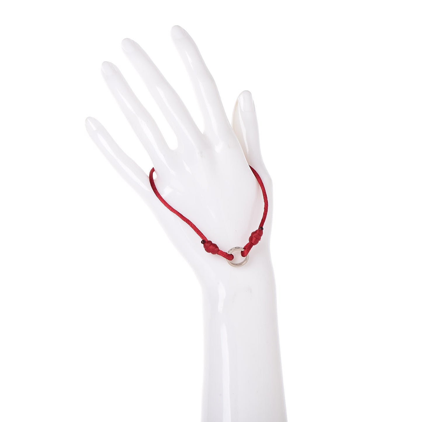 18K White Gold Charity LOVE Adjustable Cord Bracelet Red