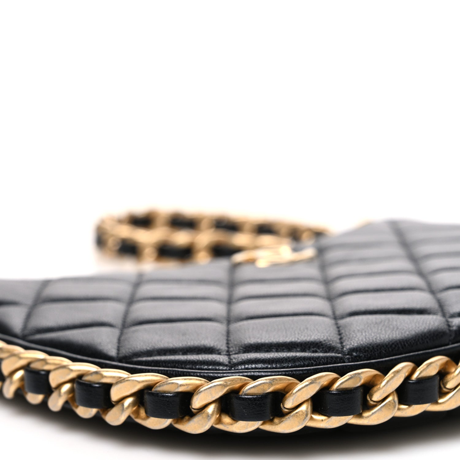 Chanel Shiny Crumpled Lambskin Quilted Trendy Chain Around Hobo Black 9 of 10