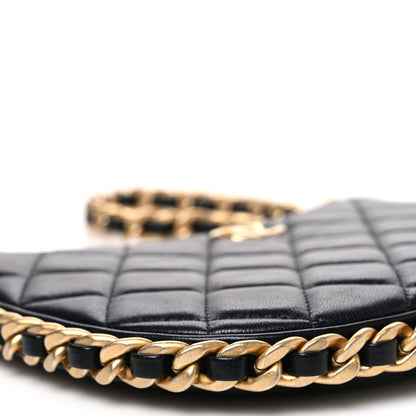 Chanel Shiny Crumpled Lambskin Quilted Trendy Chain Around Hobo Black 9 of 10