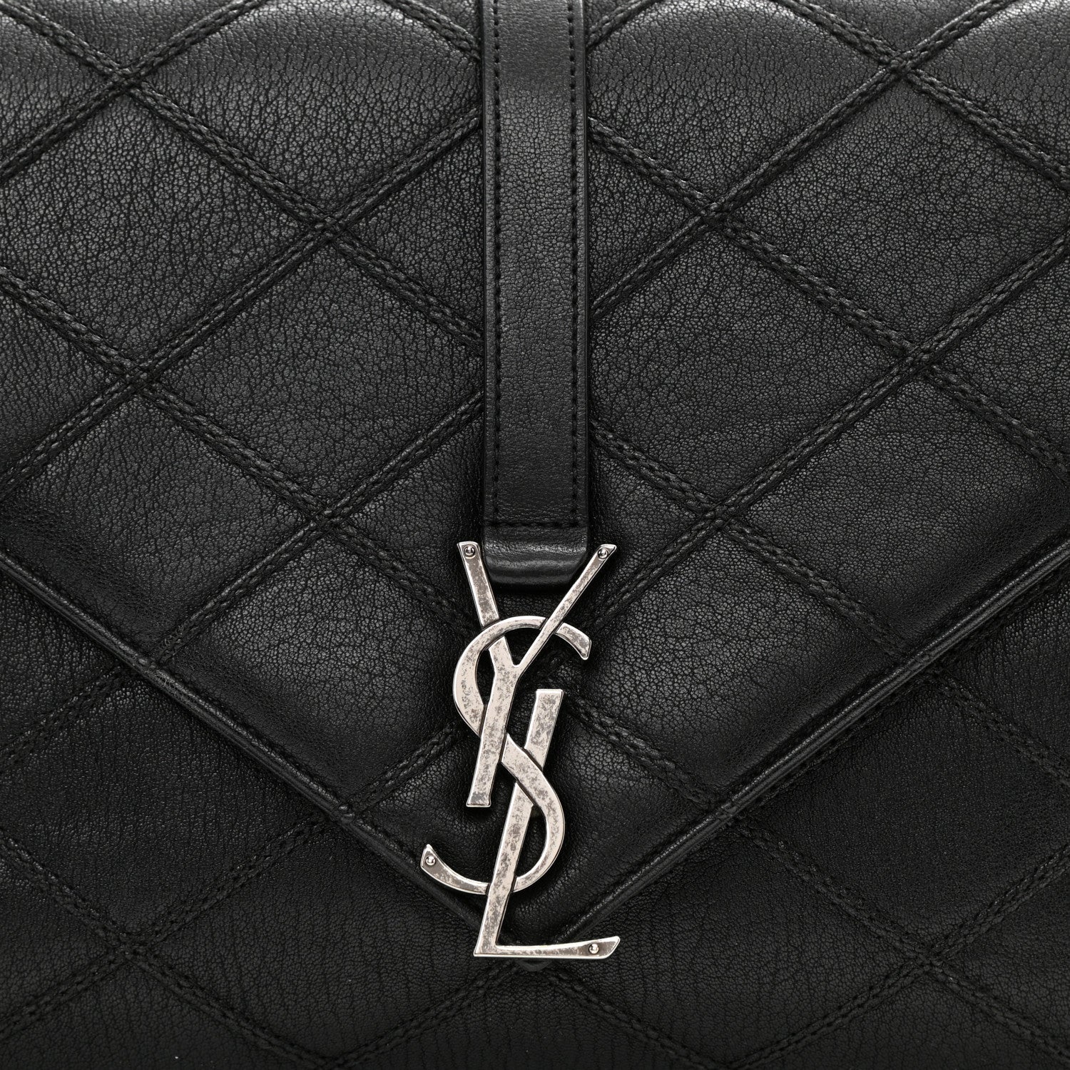 Saint Laurent Calfskin Diamond Quilted Monogram Large College Bag Black 9 of 10