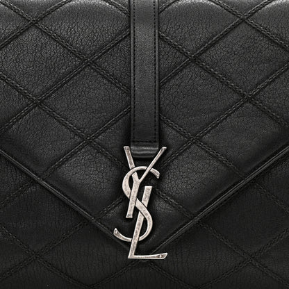 Saint Laurent Calfskin Diamond Quilted Monogram Large College Bag Black 9 of 10