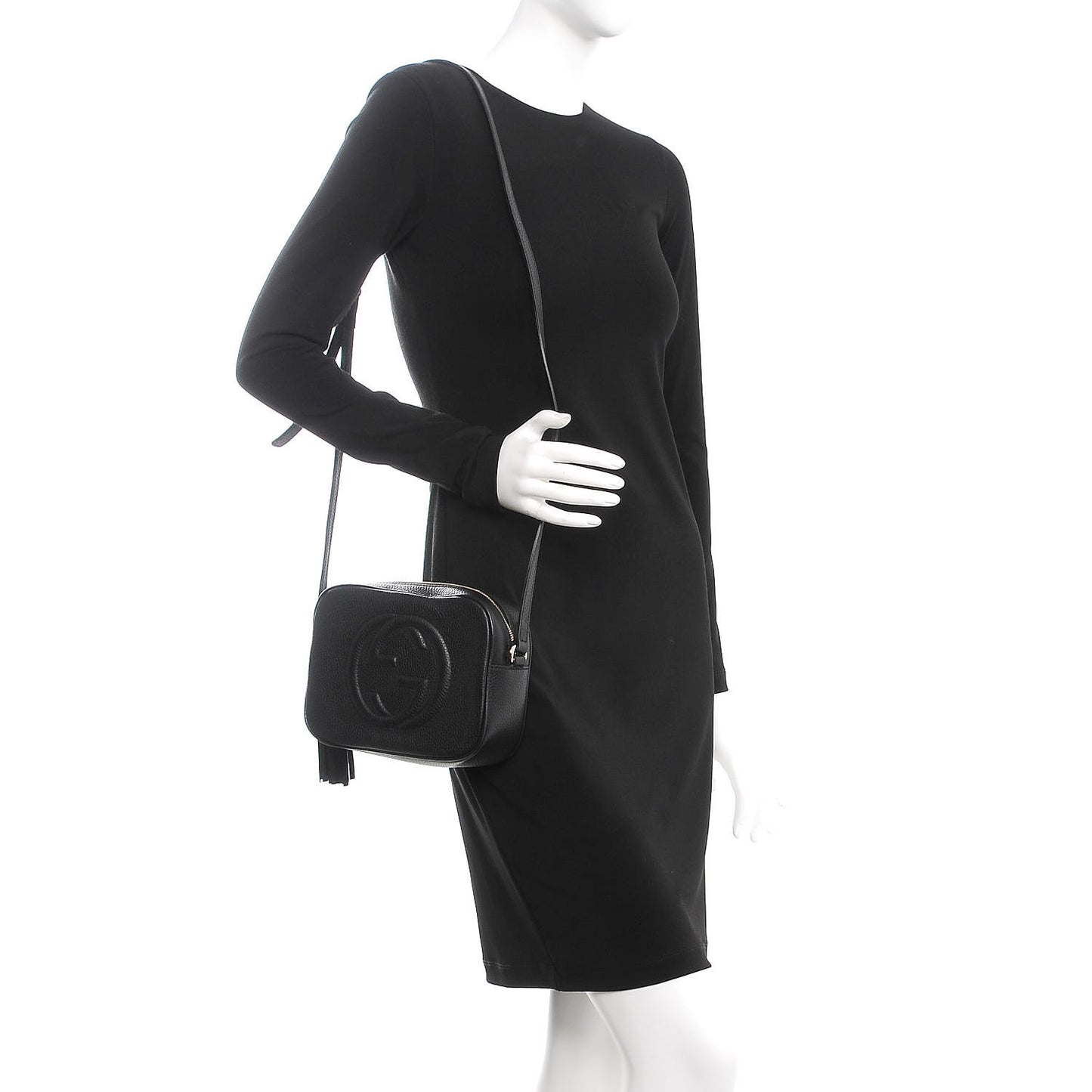 Pebbled Calfskin Small Soho Disco Bag Black