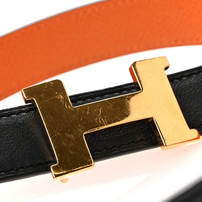 Hermes Swift Epsom 24mm H Belt 75 30 Black Orange 7 of 8