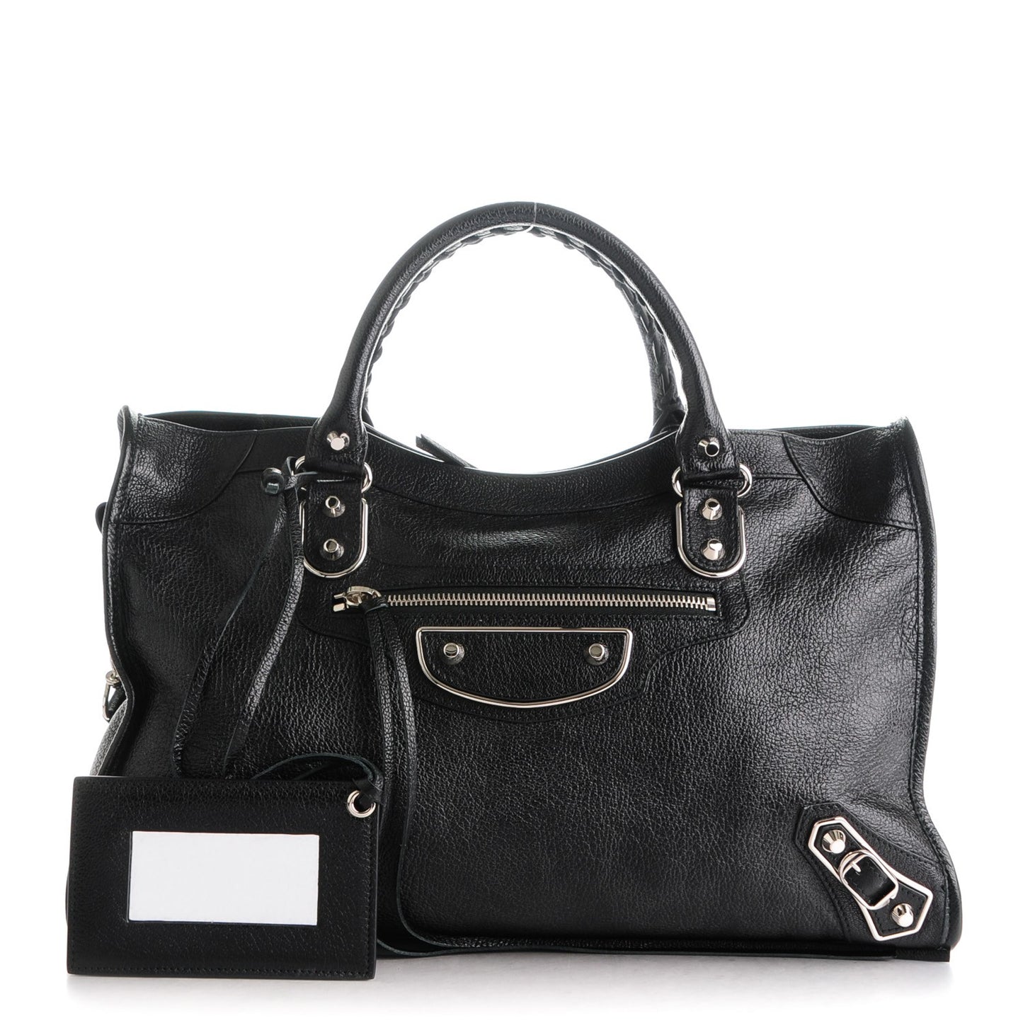 Chevre Silver Metallic Edge Hardware City Black