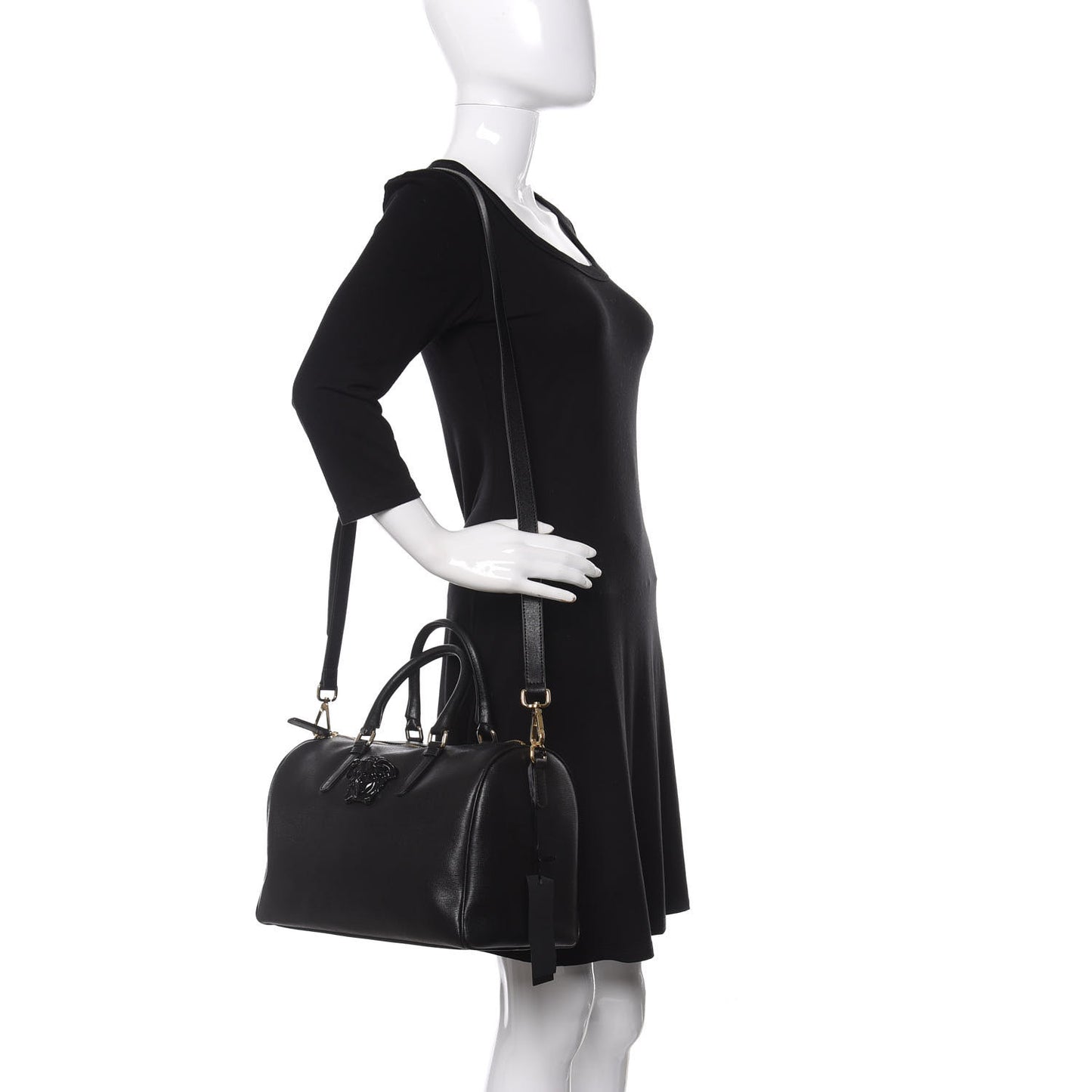 Saffiano Calfskin Palazzo Duffle Bag Black