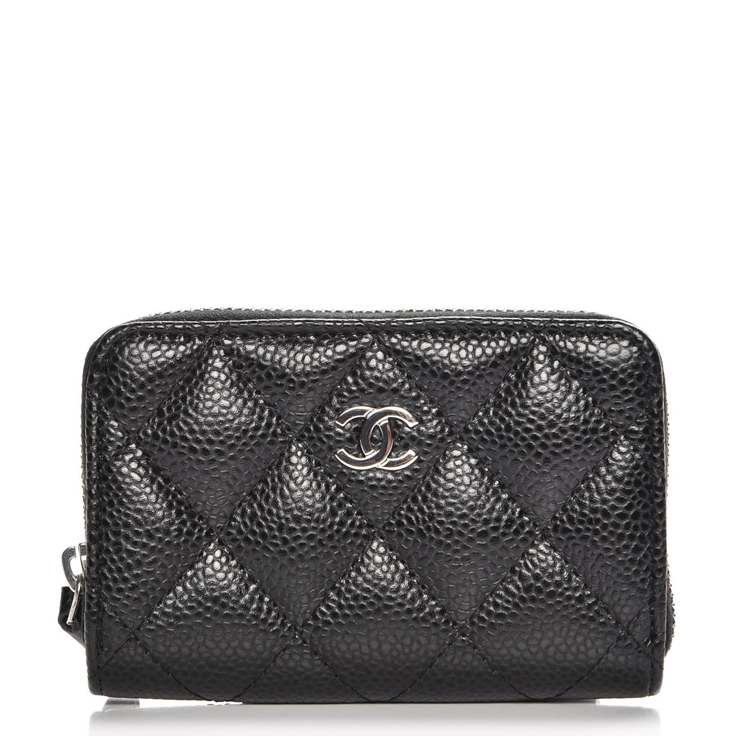 Caviar Quilted Zip Coin Purse Black