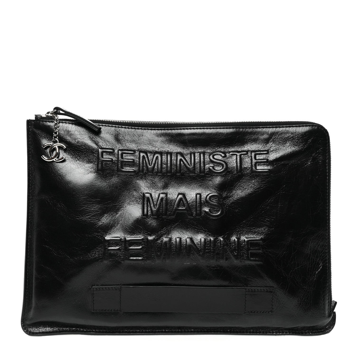Chanel Calfskin Large Feministe Maize Feminine Pouch Clutch Black 1 of 7