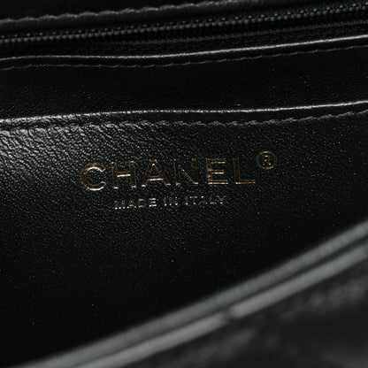 Chanel Lambskin Reverse Chevron Quilted Round Top Handle Flap Black 6 of 10