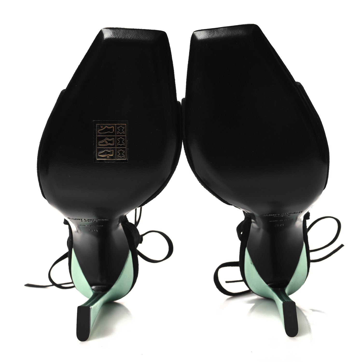 Saint Laurent Suede Paz 105 Ankle Strap Sandals 38 Hope Green 5 of 9