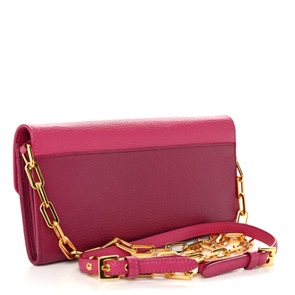Miu Miu Goatskin Madras Bicolor Wallet On Chain Peonia Ametista 3 of 10