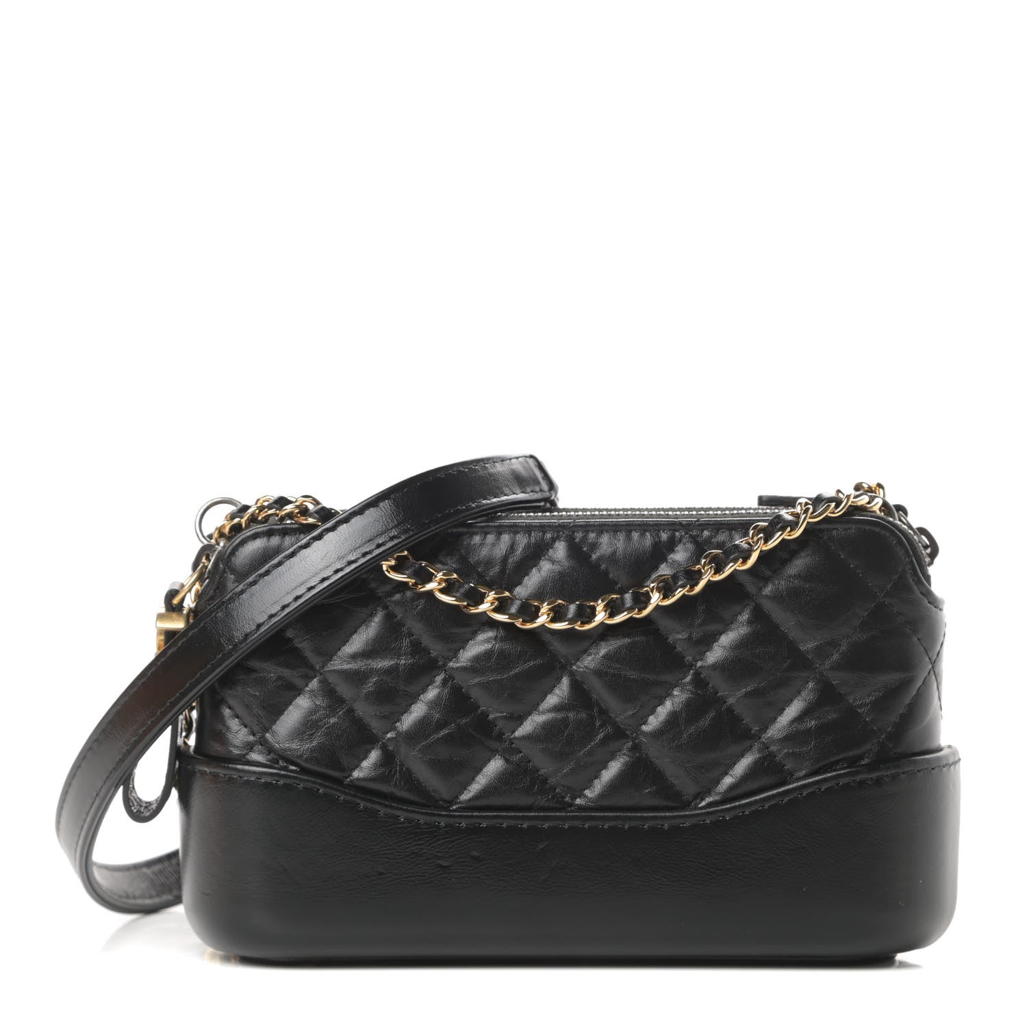 Chanel Aged Calfskin Quilted Small Gabrielle Clutch With Chain Black 1 of 17