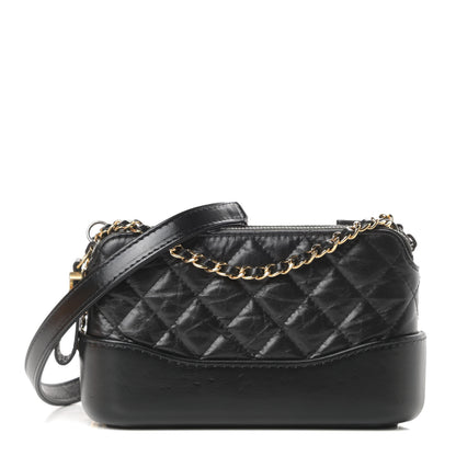 Chanel Aged Calfskin Quilted Small Gabrielle Clutch With Chain Black 1 of 17