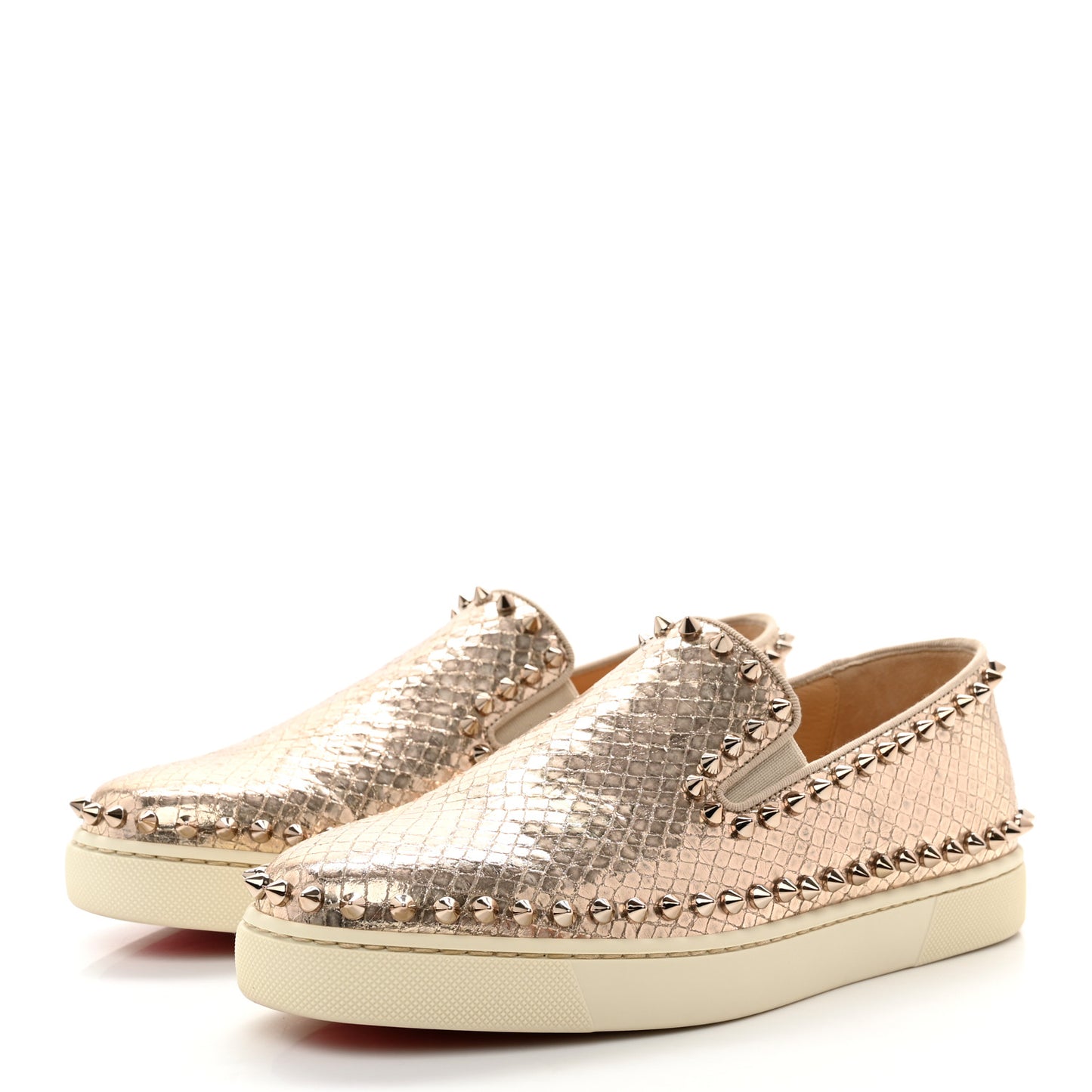 Metallic Snakeskin Embossed Pik Boat Flat 37.5 Colombe