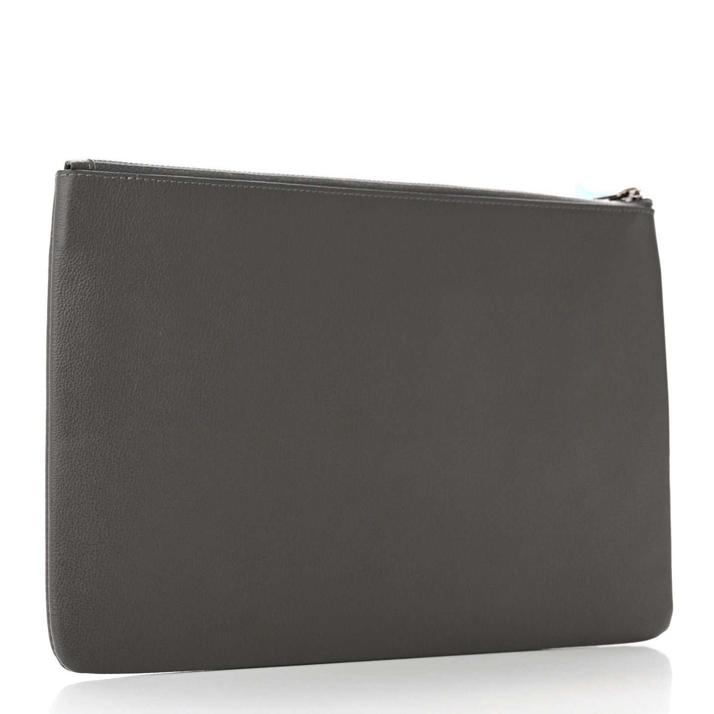 Calfskin Zip Pouch Charcoal Grey