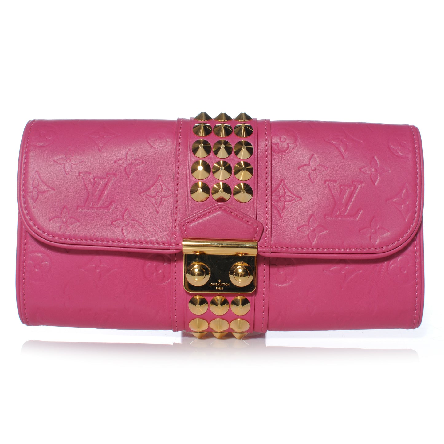 Calfskin Embossed Courtney Pochette Clutch Fuchsia
