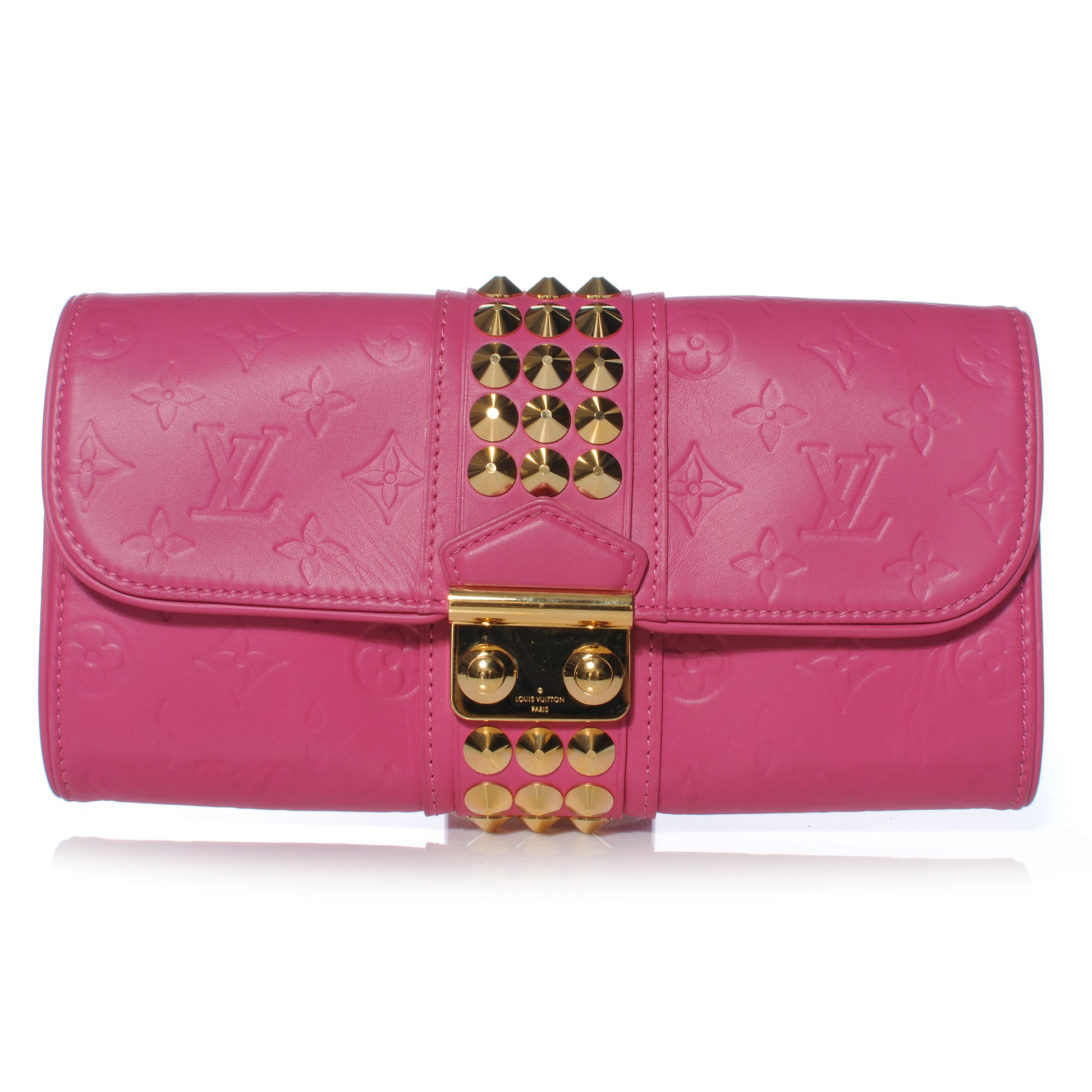 Louis Vuitton Calfskin Embossed Courtney Pochette Clutch Fuchsia 1 of 7
