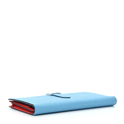 Hermes Epsom Bearn Verso Gusset Wallet Blue du Nord Rouge De Coeur 4 of 6