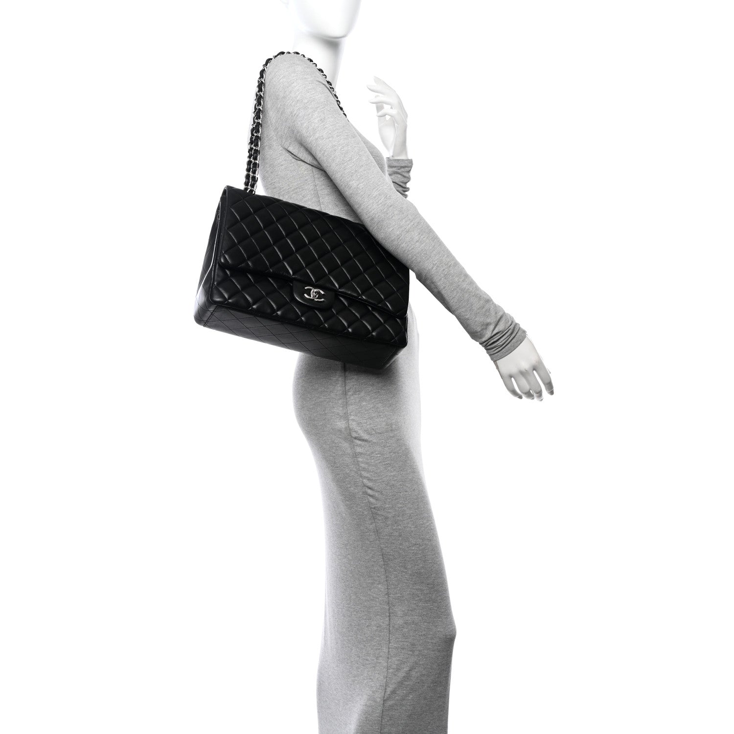 Chanel Lambskin Quilted Maxi Single Flap Black 2 of 12