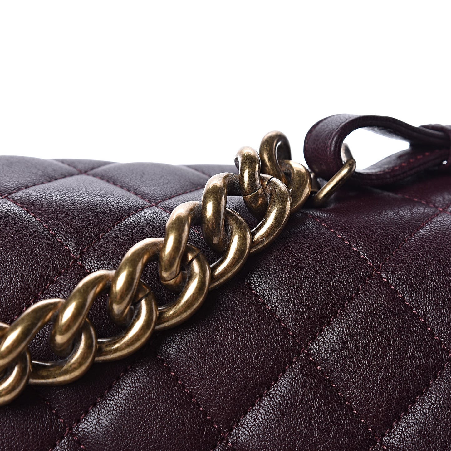 Shiny Sheepskin Quilted Large Trapezio Flap Dark Burgundy