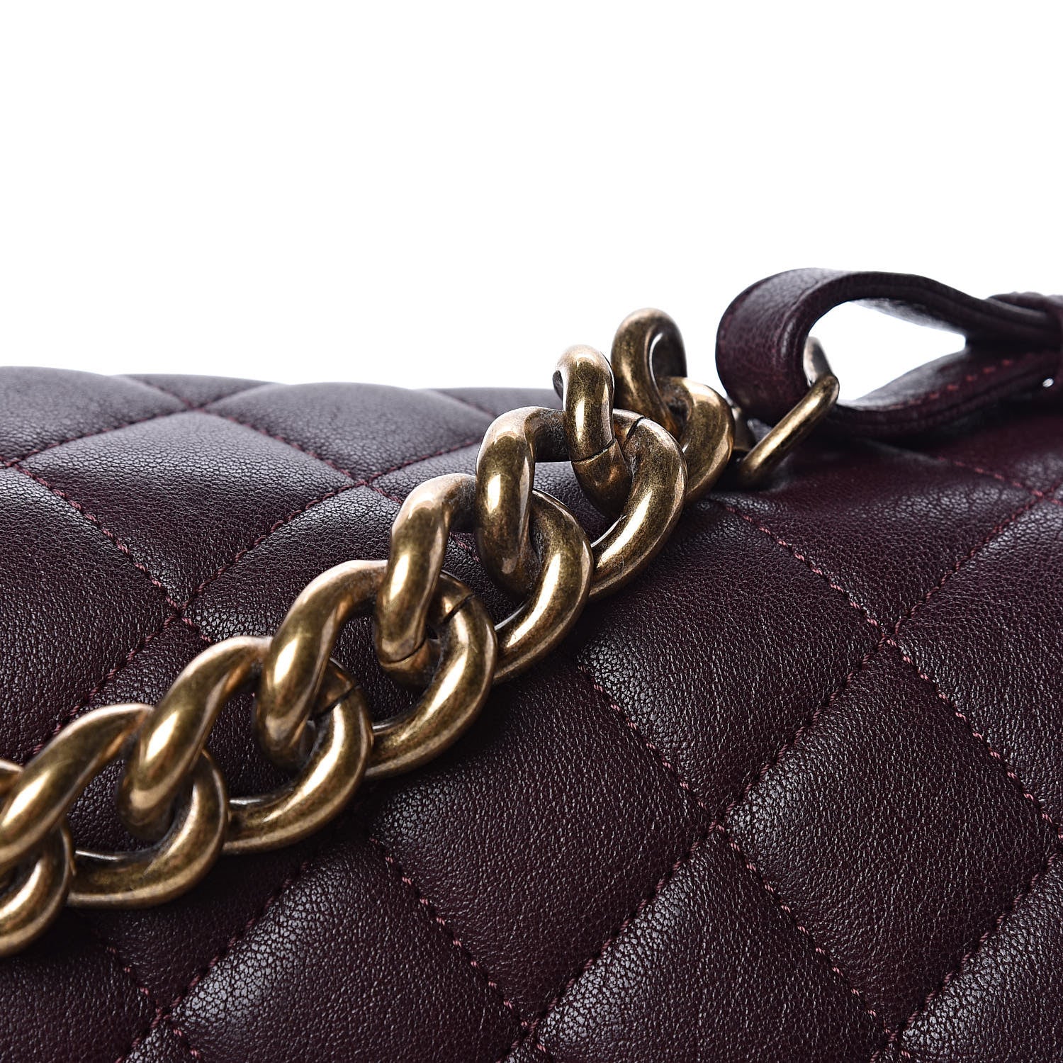Chanel Shiny Sheepskin Quilted Large Trapezio Flap Dark Burgundy 10 of 12