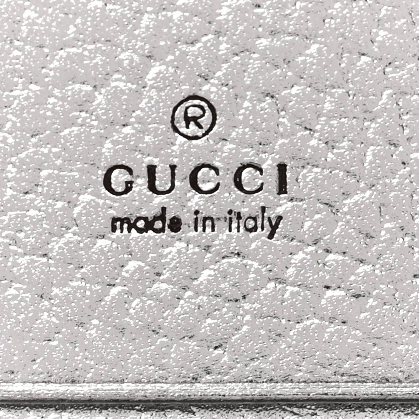Metallic Calfskin GG Marmont Card Case Silver