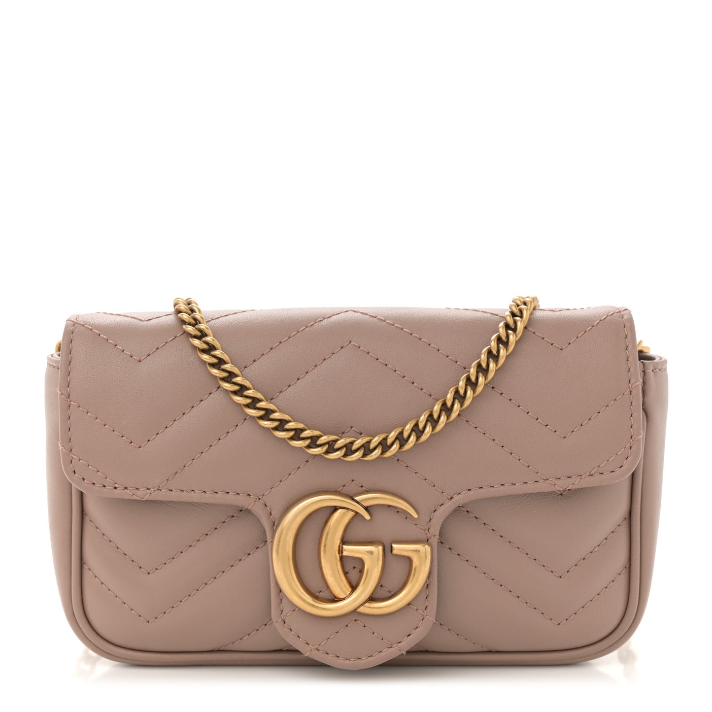 Calfskin Matelasse Super Mini GG Marmont Shoulder Bag Porcelain Rose