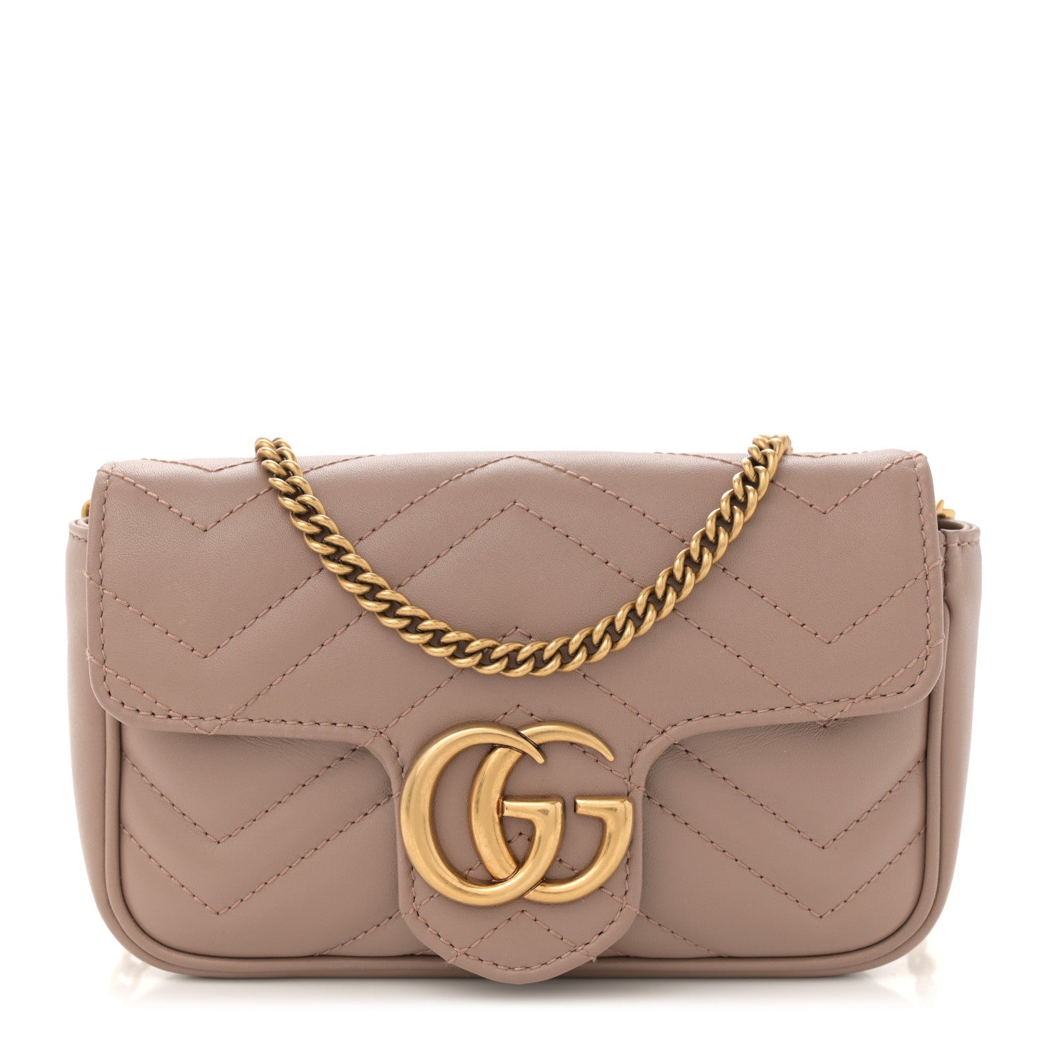 Gucci Calfskin Matelasse Super Mini GG Marmont Shoulder Bag Porcelain Rose 1 of 11