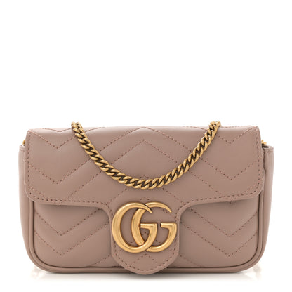 Gucci Calfskin Matelasse Super Mini GG Marmont Shoulder Bag Porcelain Rose 1 of 11