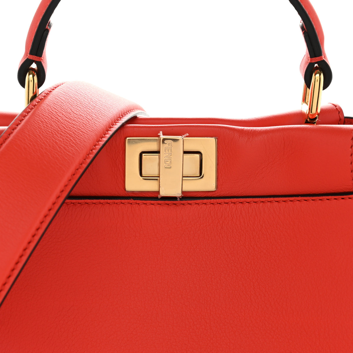 Fendi Vitello Seta Suede FF Mini Peekaboo Iconic Satchel Tulipano Miele Moro 8 of 10