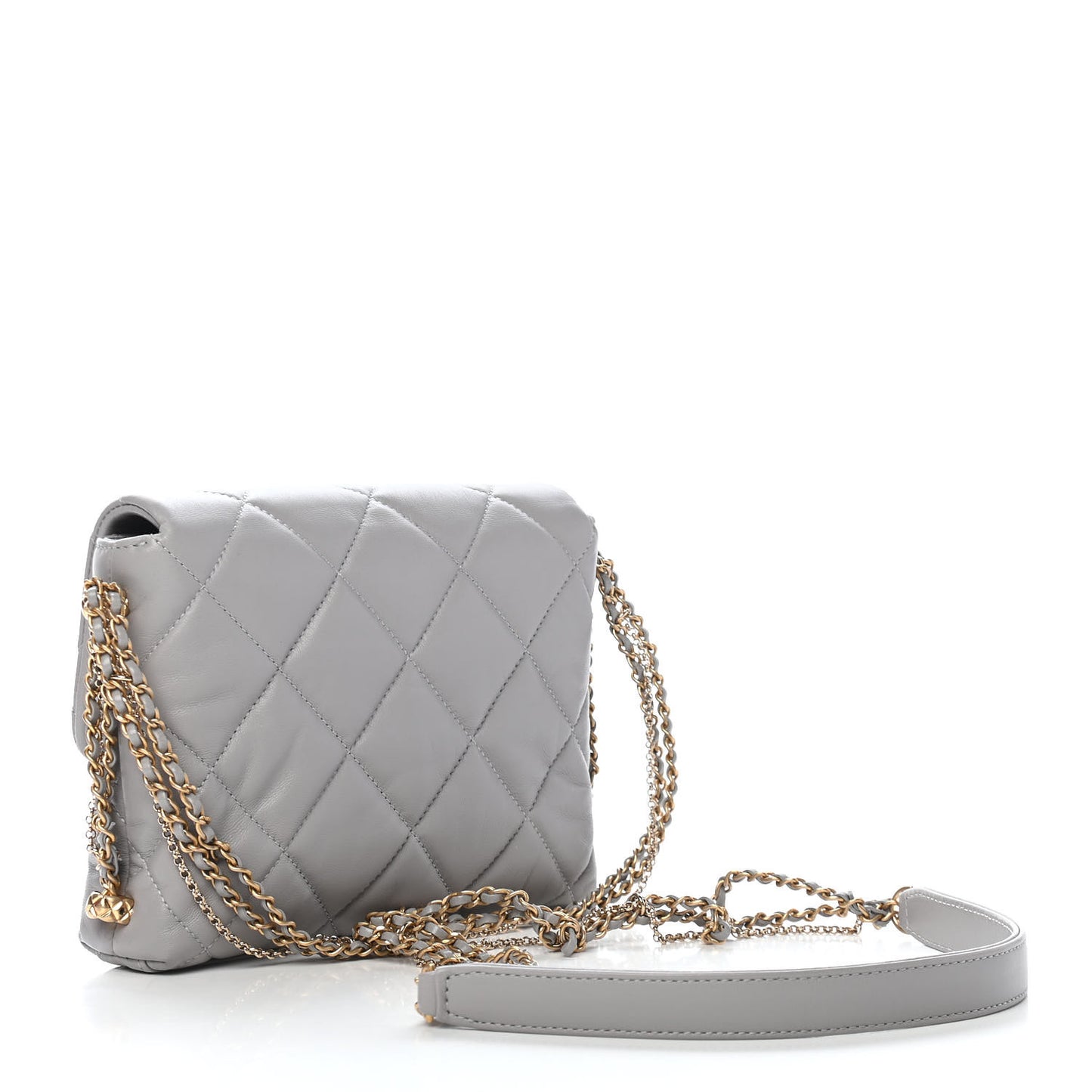 Lambskin Quilted Crush On Chains Flap Bag Grey