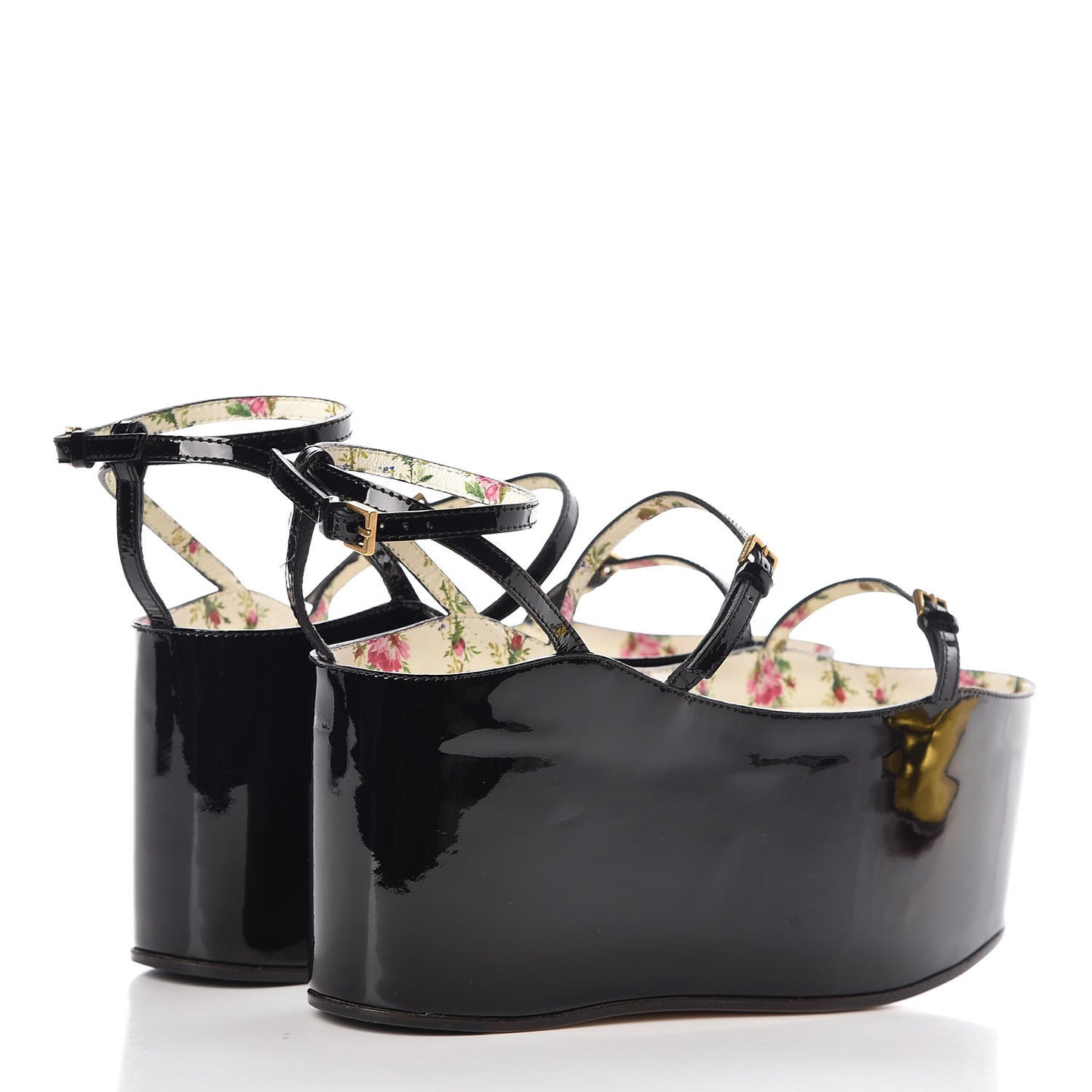 Metallic Nappa Patent Hannelore Detachable Platform Sandals 37 Gold
