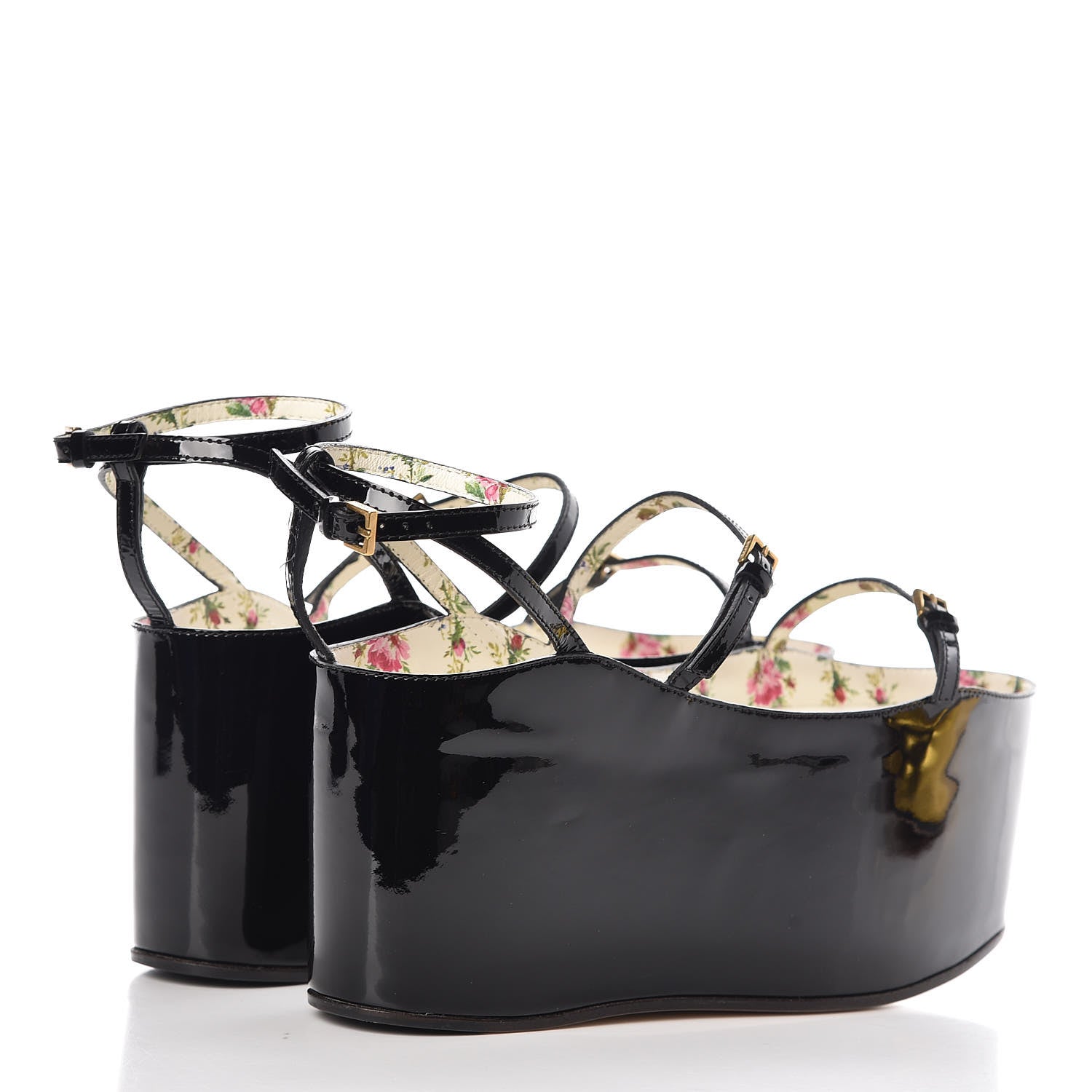 Gucci Metallic Nappa Patent Hannelore Detachable Platform Sandals 37 Gold 11 of 18