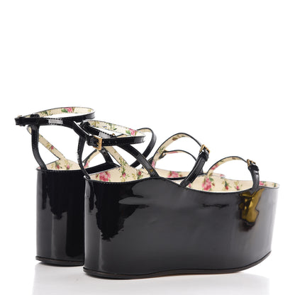 Gucci Metallic Nappa Patent Hannelore Detachable Platform Sandals 37 Gold 11 of 18