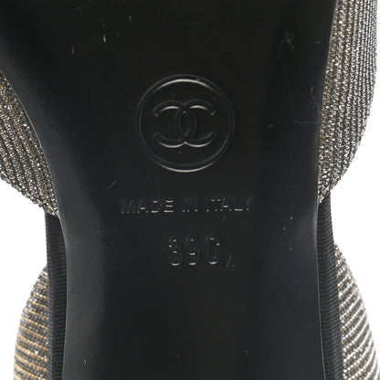Chanel Glitter Grosgrain Cap Toe CC Slingback Pumps 39 Gold Black 7 of 8