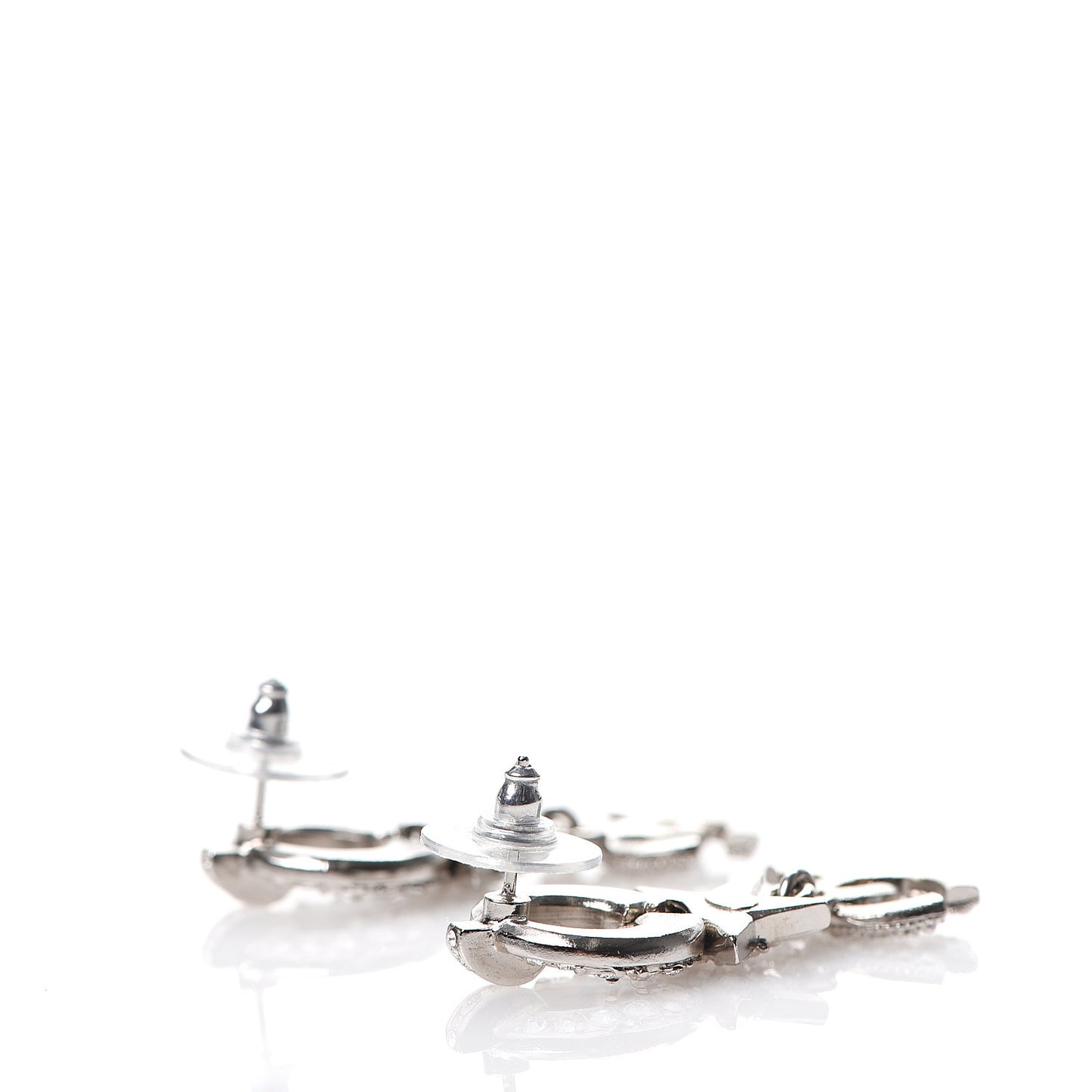 Strass Crystal CC Star Drop Earrings Silver