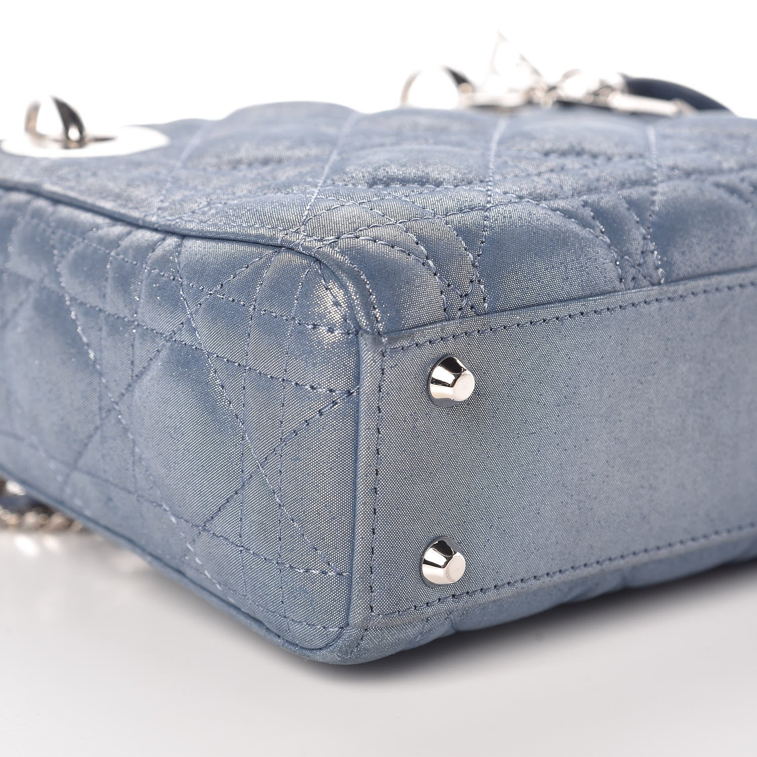 Christian Dior Metallic Lambskin Cannage Mini Lady Dior Blue 5 of 8