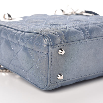 Christian Dior Metallic Lambskin Cannage Mini Lady Dior Blue 5 of 8