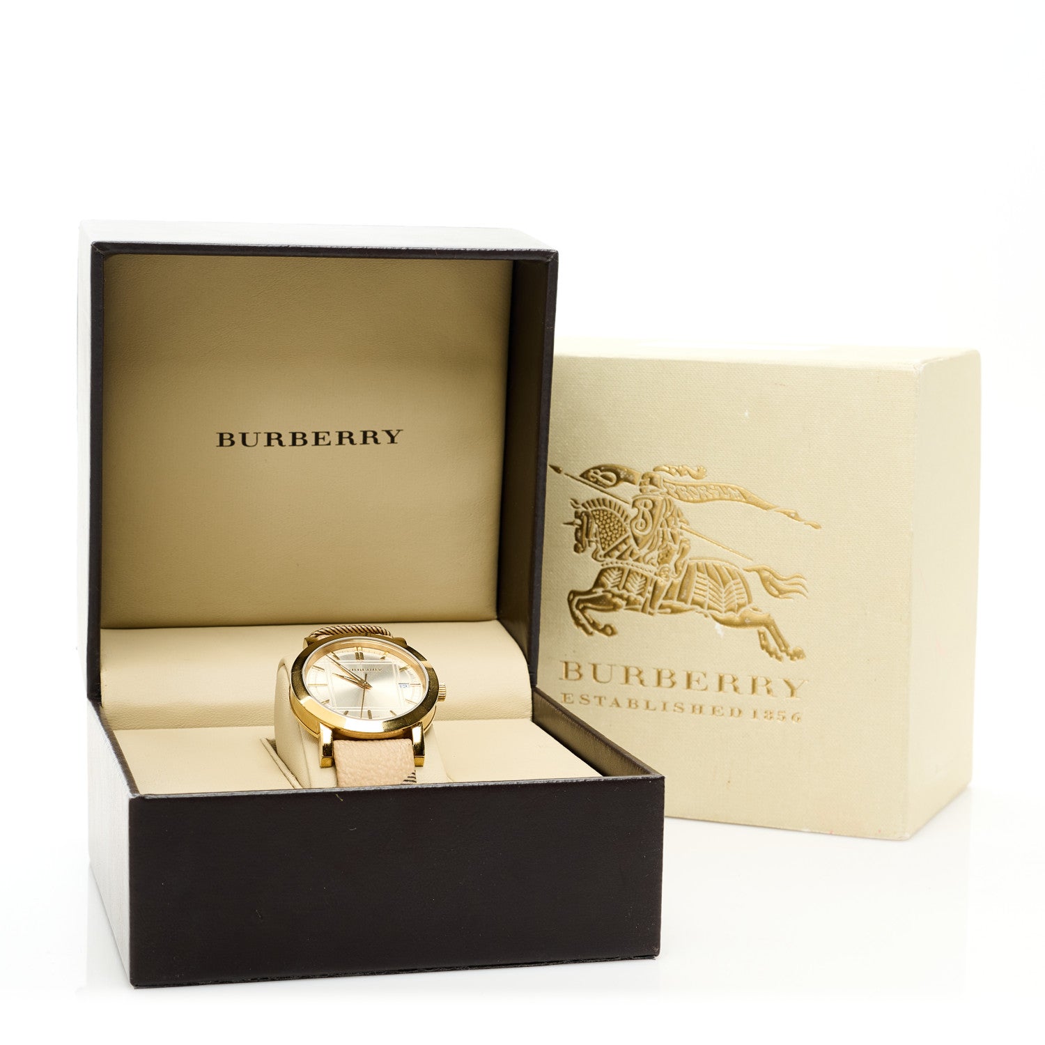 Burberry Stainless Steel Calfskin 38mm Heritage Check Quartz Watch Gold BU1398 5 of 5