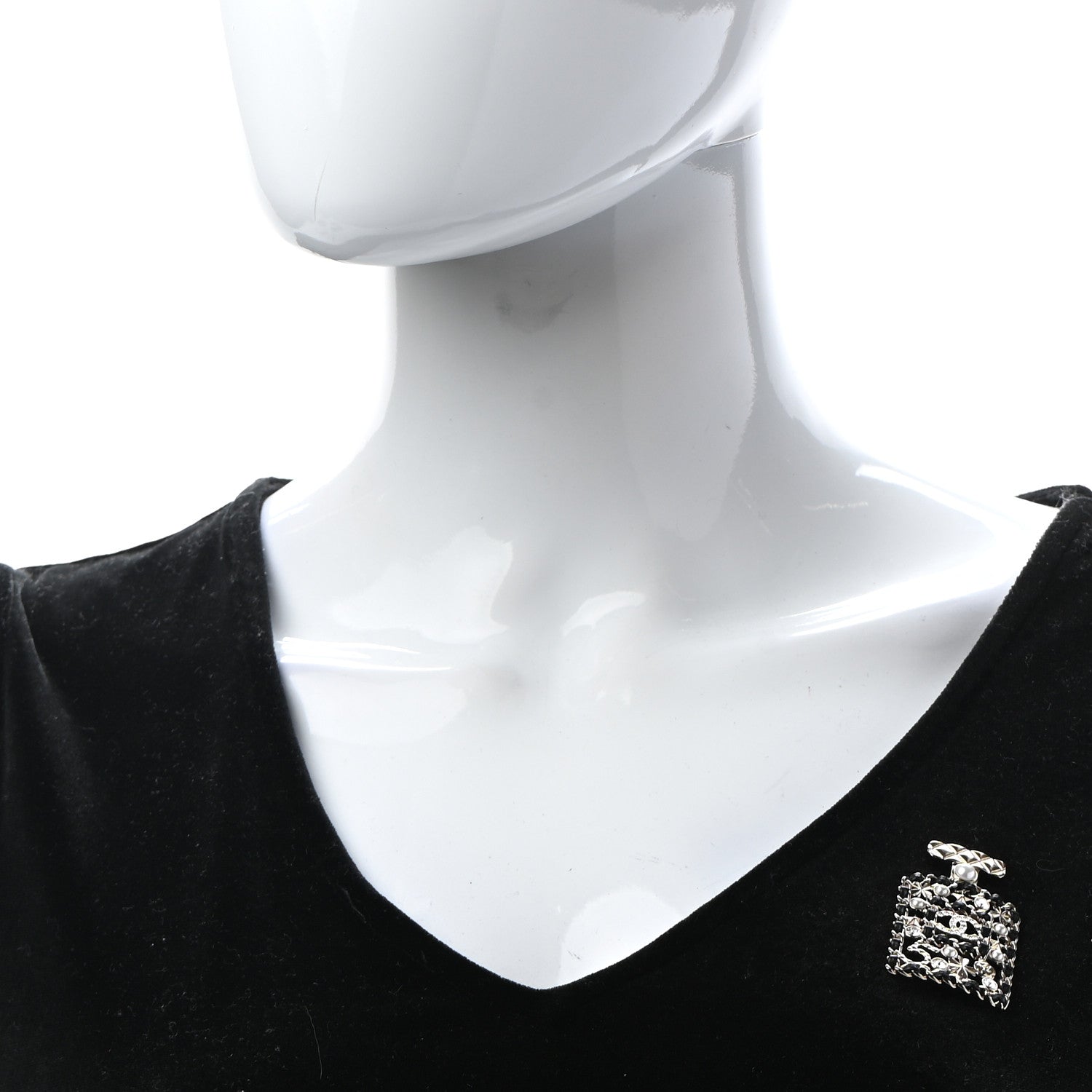 Chanel Lambskin Pearl Quilted Chain CC Perfume Bottle Brooch Gold 2 of 6