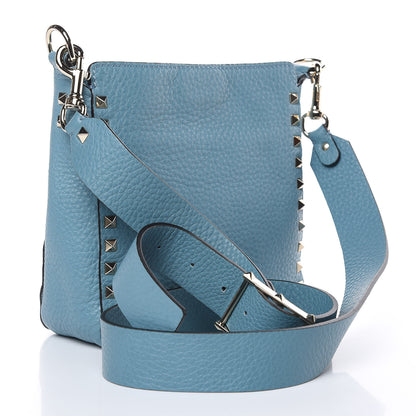 Valentino Garavani Pebbled Calfskin Mini Rockstud Flip-Lock Messenger Bag Atlantique 3 of 8