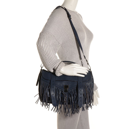 Proenza Schouler Lambskin Fringe Medium PS1 Satchel Midnight 2 of 12