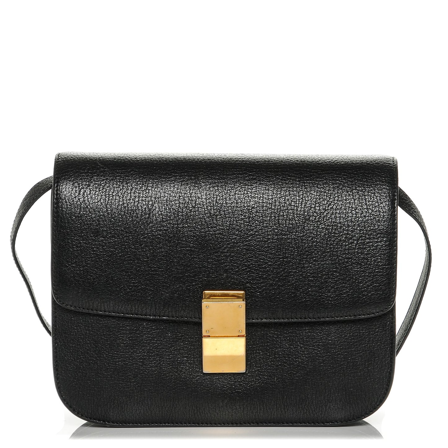 Goatskin Medium Classic Box Flap Bag Black