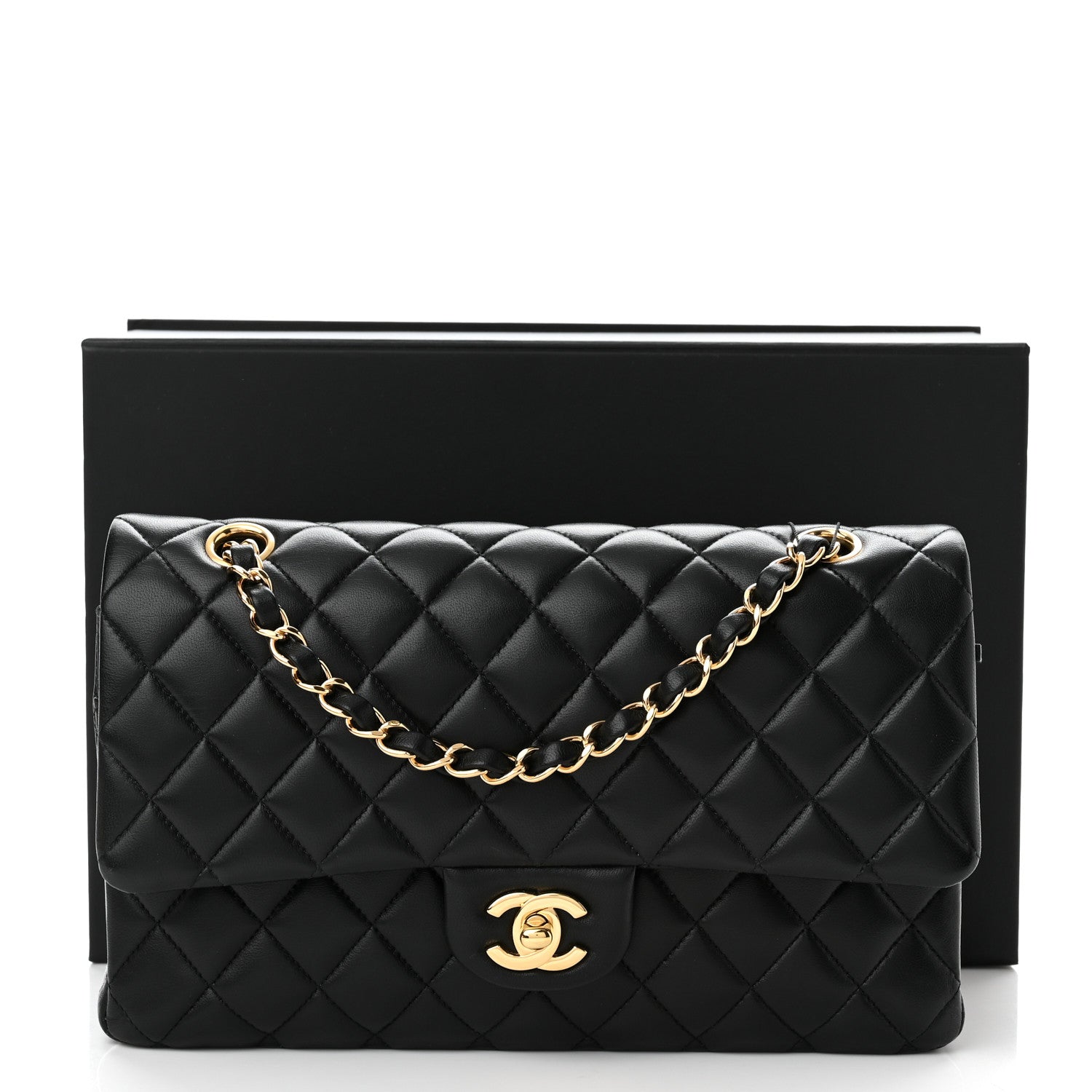 Chanel Lambskin Quilted Medium Double Flap Black 10 of 10